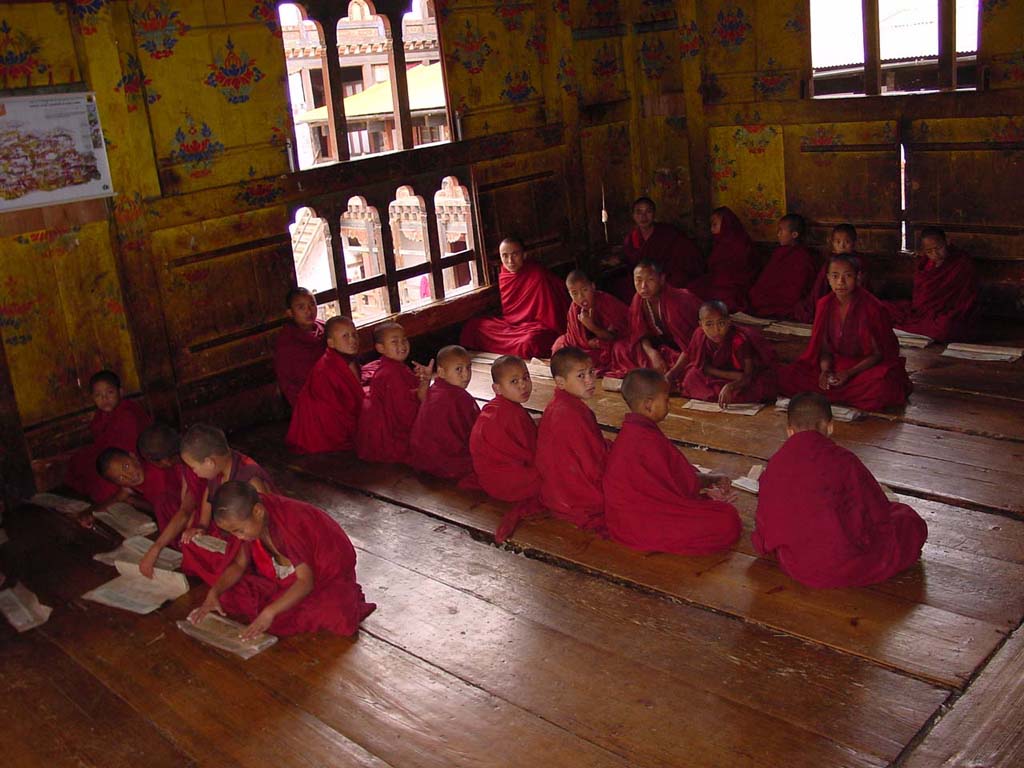 Studying at Trongsa Dzong